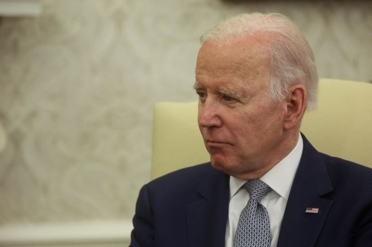 U.S. President Joe Biden listens as he meets with Italy's Prime Minister Mario Draghi in the Oval Office at the White House in Washington, U.S., May 10, 2022.