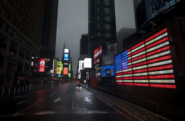 New York City's Times Square become deserted during the outbreak of the pandemic in spring 2020