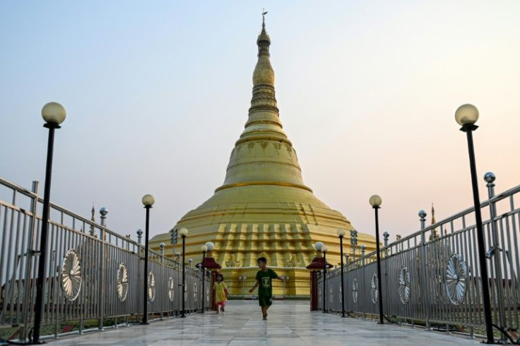 Visitors in March 2022 at the Uppatasanti Pagoda in Naypyidaw, the pre-planned capital of military-run Myanmar