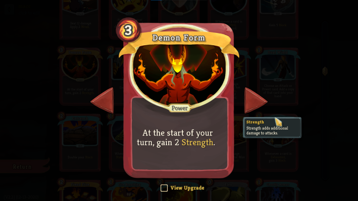 The Demon Form card in Slay the Spire