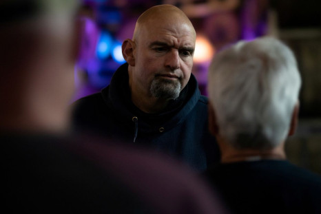 Lt. Gov. John Fetterman, U.S. Democratic Senate candidate for Pennsylvania, speaks to attendees at a meet-and-greet at the Weyerbacher Brewing Company in Easton, Pennsylvania, U.S., May 1, 2022. 