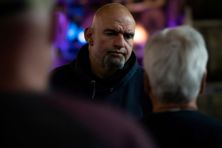 Lt. Gov. John Fetterman, U.S. Democratic Senate candidate for Pennsylvania, speaks to attendees at a meet-and-greet at the Weyerbacher Brewing Company in Easton, Pennsylvania, U.S., May 1, 2022. 