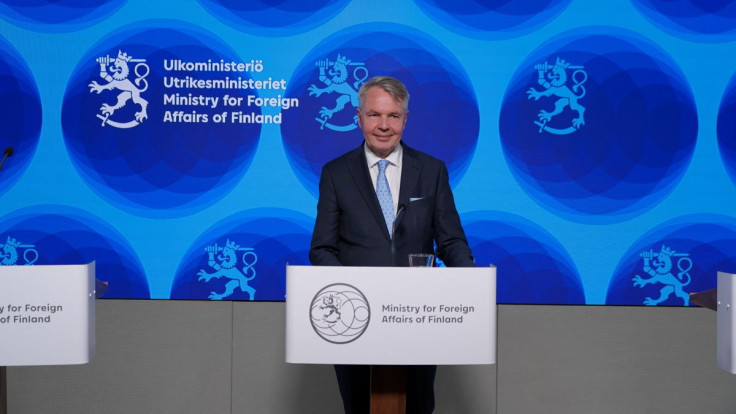 Finnish Foreign Minister Pekka Haavisto attends a news conference in Helsinki, Finland May 12, 2022. Picture taken May 12, 2022.  