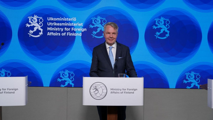 Finnish Foreign Minister Pekka Haavisto attends a news conference in Helsinki, Finland May 12, 2022. Picture taken May 12, 2022.
