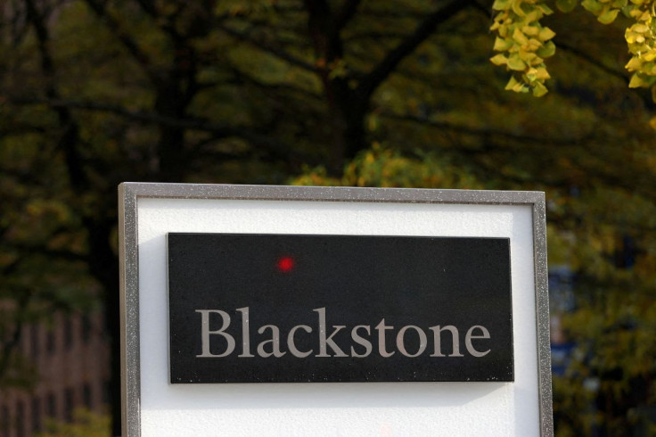 Signage is seen outside Blackstone's headquarters in Manhattan, New York, U.S., November 12, 2021. 