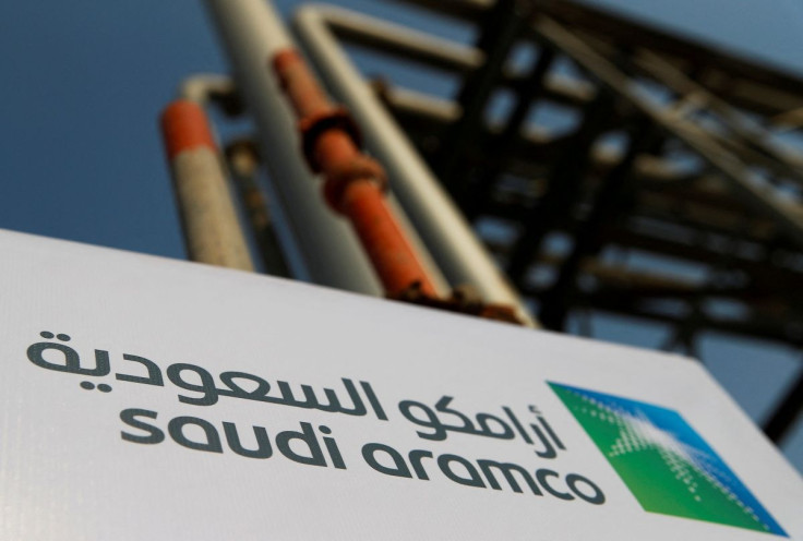 Saudi Aramco logo is pictured at the oil facility in Abqaiq, Saudi Arabia October 12, 2019. 