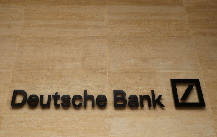 The logo of Deutsche Bank is pictured on a company's office in London, Britain July 8, 2019. 