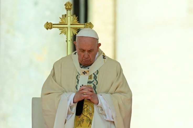 Unlike in recent days, Pope Francis -- who was surrounded by around 50 cardinals and 300 bishops and priests -- did not appear in a wheelchair