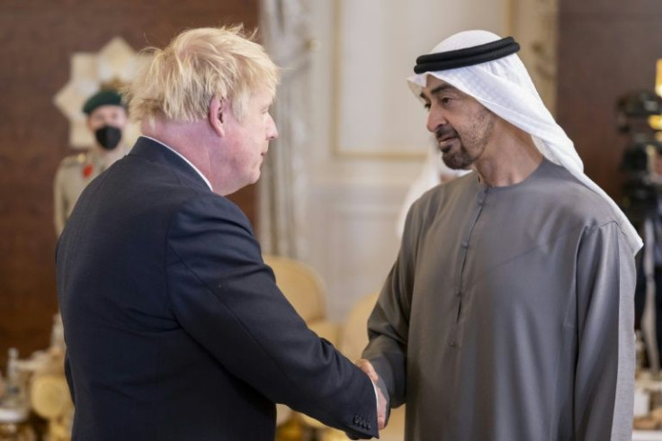 Britain's Prime Minister Boris Johnson offered his condolences on May 15, 2022 to Sheikh Mohamed bin Zayed al-Nahyan, new president of the UAE, over the death of his half-brother Sheikh Khalifa
