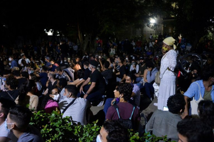 Cuban artists demonstrating in front of the culture ministry in Havana in November 2020