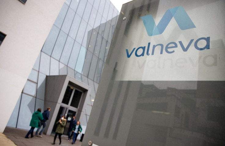 The logo of French-Austrian biotech firm Valneva is seen outside their headquarters in Vienna, Austria, December 16, 2021.