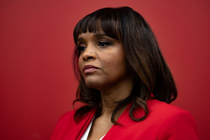 Kathy Barnette, U.S. Republican Senate candidate for Pennsylvania, listens to questions during an interview following the Pennsylvania Senate GOP primary debate in Harrisburg, Pennsylvania, U.S., April 25, 2022. 