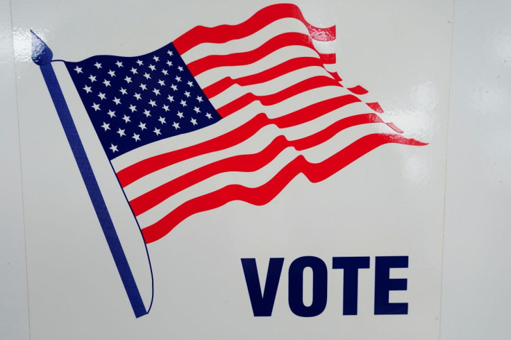 A "Vote" sign is pictured on election day in the Manhattan borough of New York City, New York, U.S., November 2, 2021. 