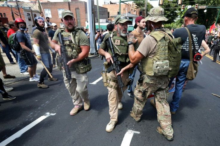 White nationalists, neo-Nazis and members of the 'alt-right' march at the Unite the Right rally in Charlottesville, Virginia in 2017
