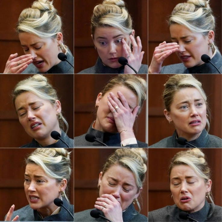 A combination of pictures showing US actress Amber Heard as she testifies in Fairfax County Circuit Court