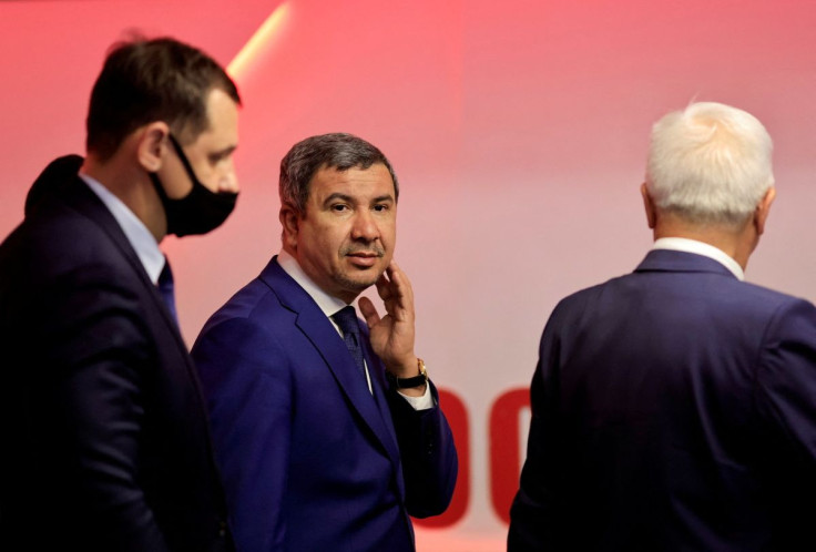 Iraqi Oil Minister Ihsan Abdul Jabbar walks during a Lukoil energy event, in Baghdad, Iraq November 11, 2021.
