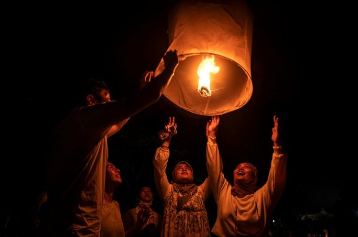 More than a thousand people gathered to mark Vesak day at the Borobudur temple, a UNESCO world heritage site