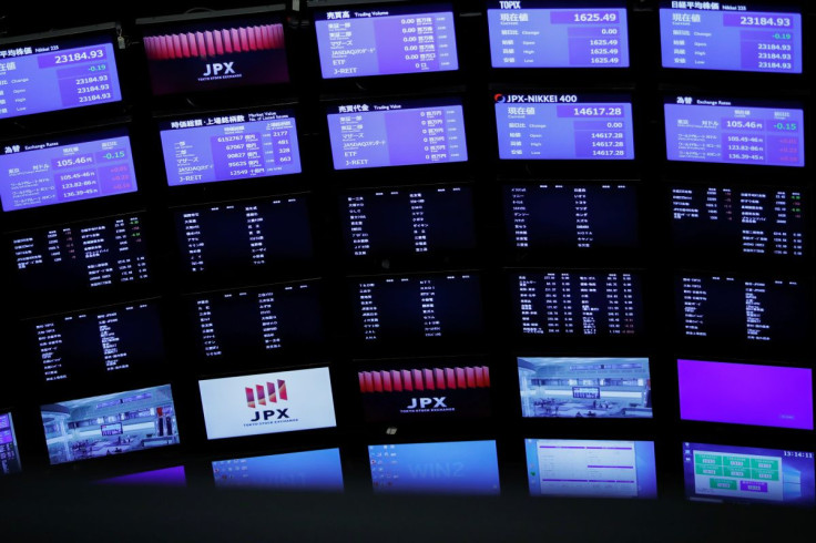 Blank prices are displayed in the stock quotation boards at the Tokyo Stock Exchange (TSE) after the TSE temporarily suspended all trading due to system problems in Tokyo, Japan October 1, 2020. 