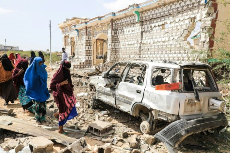 A house destroyed when Al-Shabaab militants attacked a police station on the outskirts of Mogadishu, Somalia in February 2022