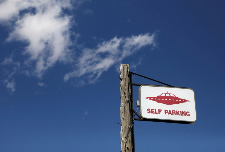 A parking sign at the Little A'Le'Inn as an influx of tourists responding to a call to 'storm' Area 51, a secretive U.S. military base believed by UFO enthusiasts to hold government secrets about extra-terrestrials, is expected in Rachel, Nevada, U.S. Sep