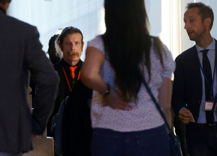 US singer Jesse Hughes arriving at the court in central Paris