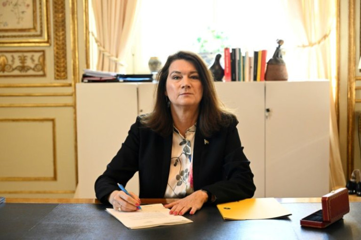 Sweden's Minister of ForeÃgn Affairs Ann Linde signs Sweden's application for NATO membership