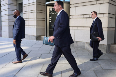Attorney Michael Sussmann departs the U.S. Federal Courthouse after opening arguments in his trial, where Special Counsel John Durham is prosecuting Sussmann on charges that he lied to the Federal Bureau of Investigation (FBI) while providing information 