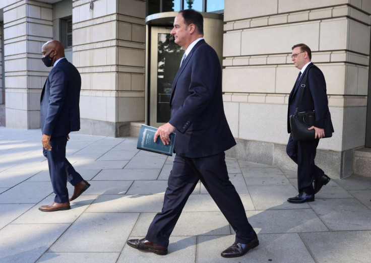 Attorney Michael Sussmann departs the U.S. Federal Courthouse after opening arguments in his trial, where Special Counsel John Durham is prosecuting Sussmann on charges that he lied to the Federal Bureau of Investigation (FBI) while providing information 