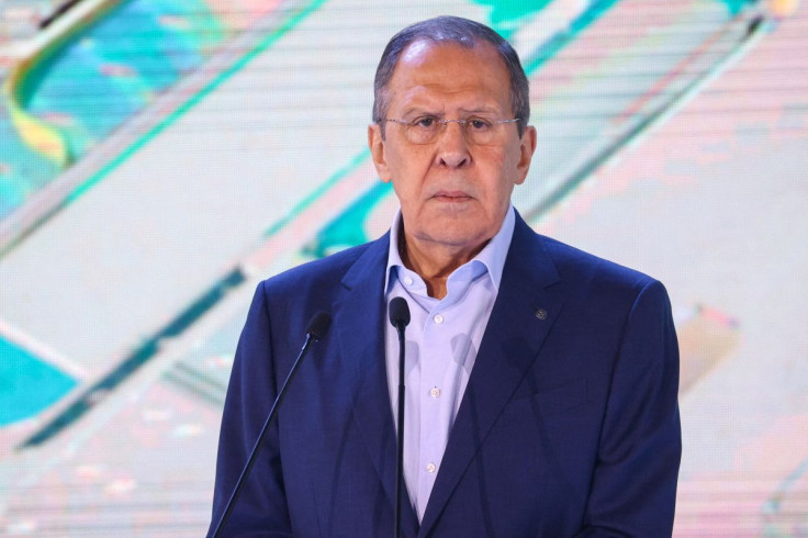 Russian Foreign Minister Sergei Lavrov delivers a speech at a Russian society Znanie (Knowledge) event in Moscow, Russia May 17, 2022. Russian Foreign Ministry/Handout via REUTERS