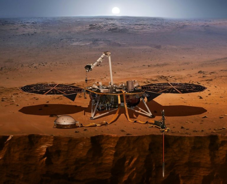 An illustration provided by NASA of the Mars InSight lander
