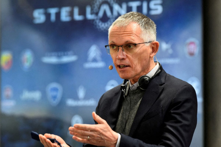 Stellantis CEO Carlos Tavares holds a news conference after meeting with unions, in Turin, Italy, March 31,2022. 