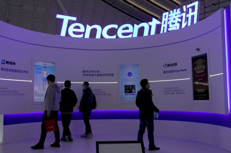 A logo of Tencent is seen during the World Internet Conference (WIC) in Wuzhen, Zhejiang province, China, November 23, 2020. 