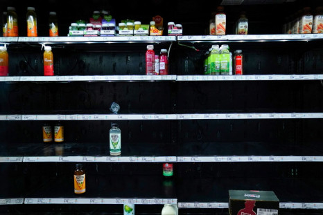 A display case of juice is seen nearly empty at Target as the U.S. continues to experience supply chain disruptions in Washington, U.S., January 9, 2022. 