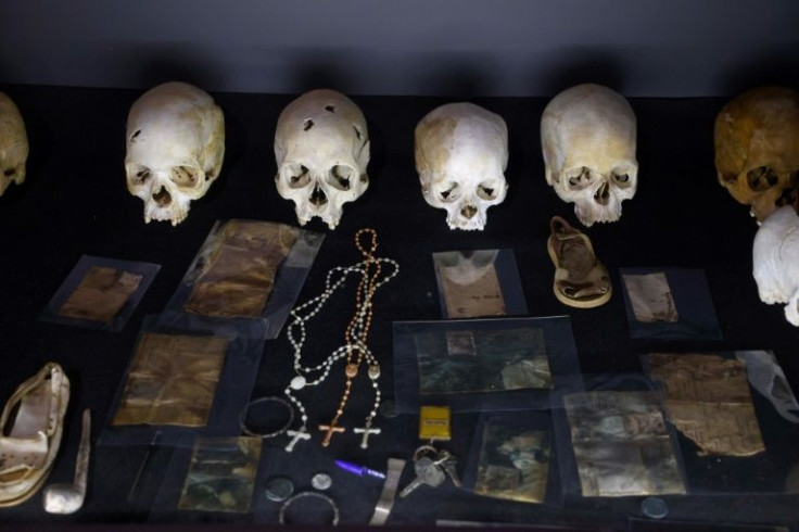 Slaughter: Skulls and personal items of victims at the Kigali Genocide Memorial in Rwanda