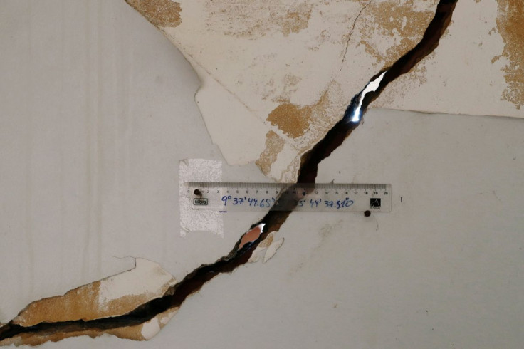 A crack monitor is attached to the wall of a house with damage linked to rock salt mining by the petrochemical company Braskem in Maceio, Brazil January 29, 2020. Picture taken January 29, 2020. 
