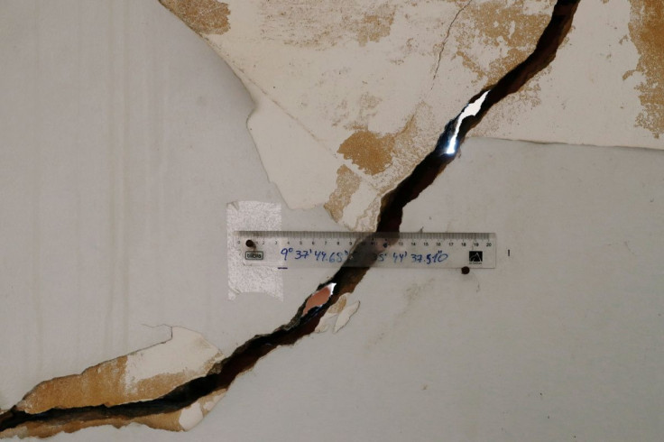 A crack monitor is attached to the wall of a house with damage linked to rock salt mining by the petrochemical company Braskem in Maceio, Brazil January 29, 2020. Picture taken January 29, 2020.