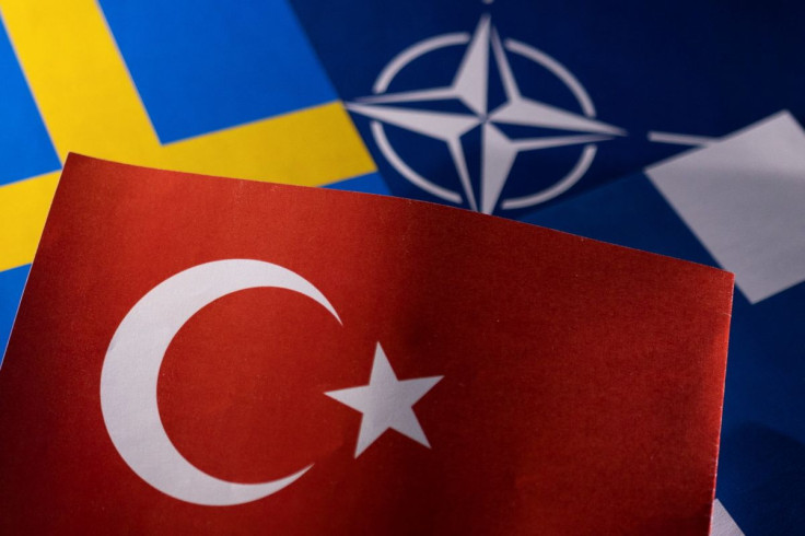 NATO, Turkish, Swedish and Finnish flags are seen in this illustration taken May 18, 2022. 