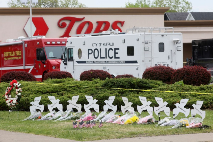 A memorial is seen in the wake of a weekend shooting at a Tops supermarket in Buffalo, New York, U.S. May 18, 2022.  