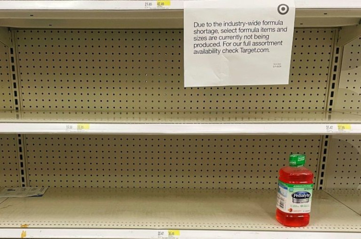 Empty baby formula shelves at a Target store in Annapolis, Maryland