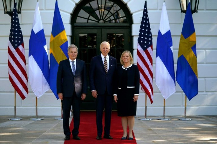 US President Joe Biden receives Finnish President Sauli Niinisto and Swedish Prime Minister Magdalena Andersson at the White House