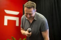 Tesla CEO Elon Musk speaks about new Autopilot features during a Tesla event in Palo Alto, California October 14, 2015. 