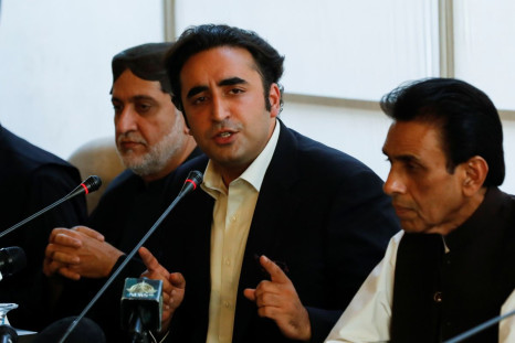 Bilawal Bhutto Zardari, chairman of the Pakistan People's Party (PPP) along with Khalid Maqbool Siddiqui, leader of the Muttahida Qaumi Movement (MQM) political party, and Akhtar Mengal, chairman of Balochistan National Party (BNP) along with the leaders 