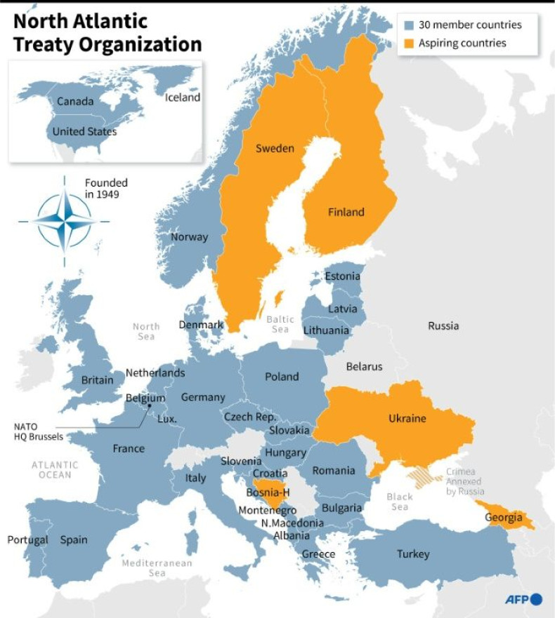 The members of the North Atlantic Treaty Organization (NATO)and those countries seeking to join.