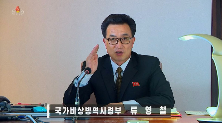 Ryu Yong Chol, an official at North Korea's state emergency epidemic prevention headquarters, speaks during a daily coronavirus program on state-run television KRT, in this still image obtained from KRT footage released on May 20, 2022. REUTERS TV/KRT via