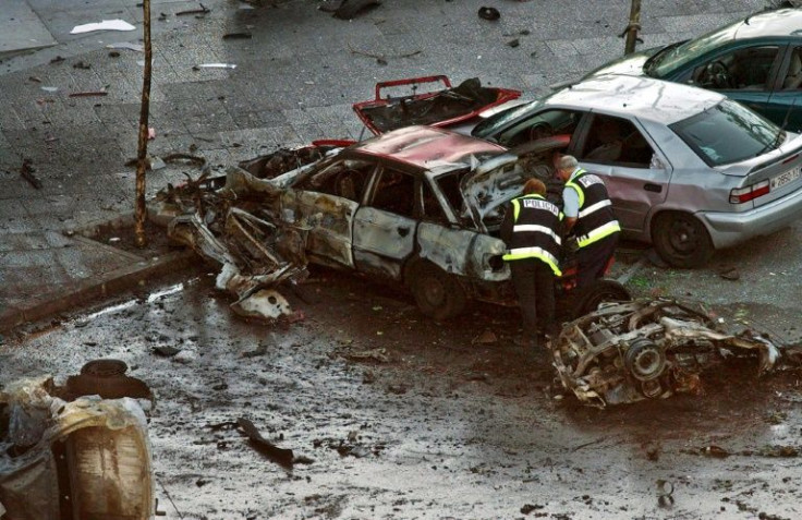 The scene of a 2002 ETA car bomb attack in Madrid; the Basque separatist group, labeled a global terrorist organization by the US, disbanded in 2018