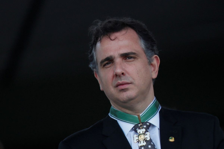 Senator Rodrigo Pacheco looks on during an Army Day celebrations, in Brasilia, Brazil April 19, 2022.
