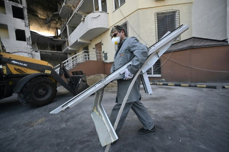 Cleaning up in Odessa after the latest Russian attack