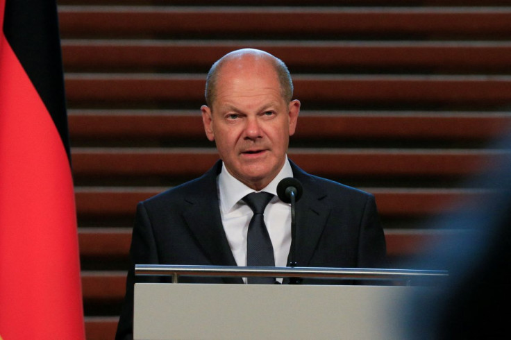German Chancellor Olaf Scholz attends a news conference with Dutch Prime Minister Mark Rutte after a meeting in The Hague, Netherlands, May 19, 2022. 