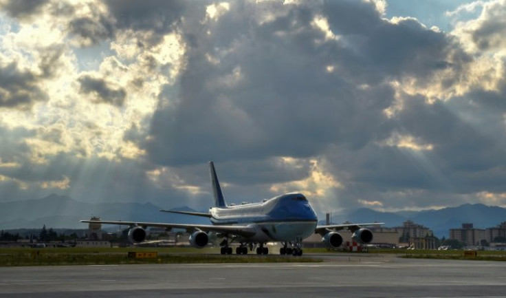 Air Force One carrying US President Joe Biden lands at Yokota Air Base in Fussa, Tokyo prefecture on May 22, 2022