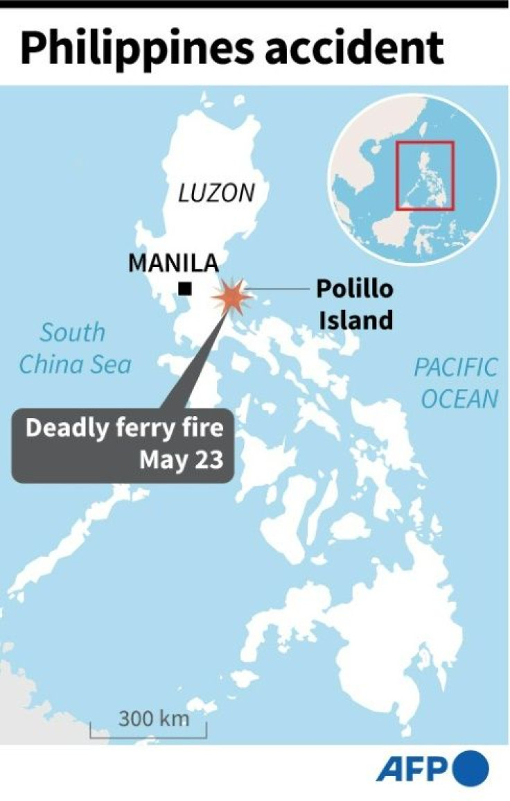 Map of the Philippines locating Polillo Island, near where several people were killed when a fire ripped through a ferry on Monday.
